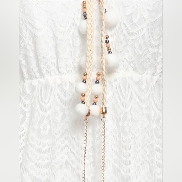 NWT VANESSA SCOTT midi white lace dresses size L - Picture 4 of 4